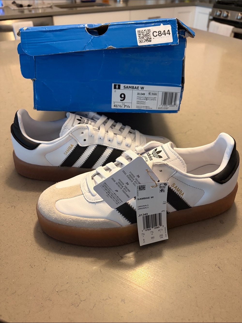 adidas Samba White Black with Gum Sole